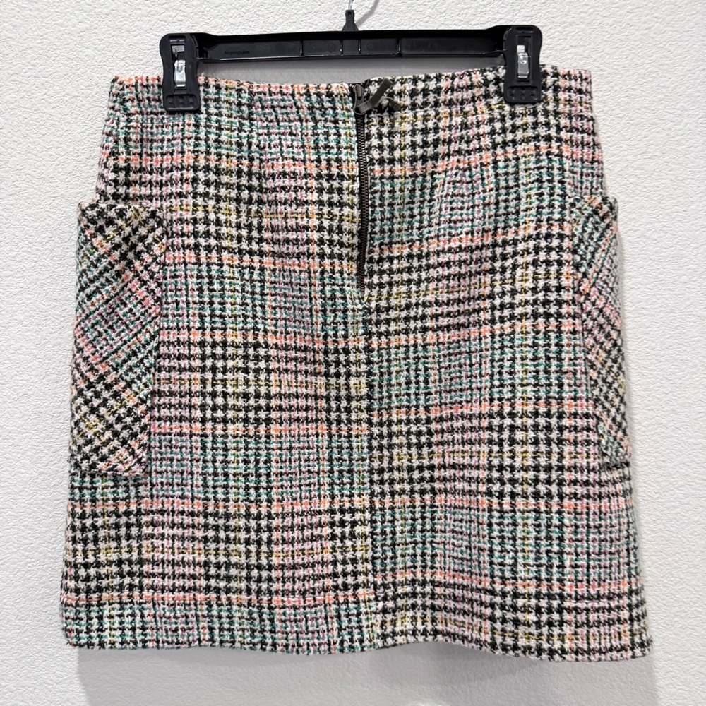 Maeve Anthropologie Tweed Plaid Mini Skirt 8 | Parisian Old Money Preppy Coastal - Picture 3 of 10